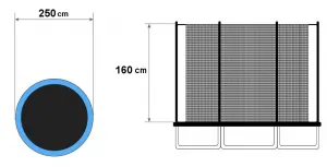 Bezpečnostná sieť vnútornej trampolíny 244 - 250cm 8ft/6