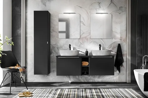 ArtCom Vysoká skrinka do kúpeľne SANTA FE Black 80-01