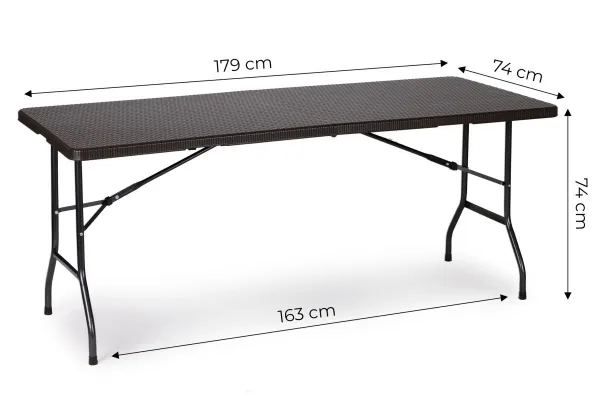 Záhradný banketový cateringový stôl skladací 180 cm ratan