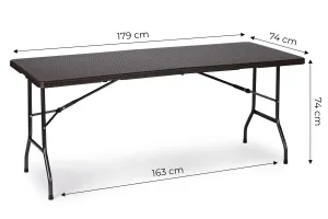 Záhradný banketový cateringový stôl skladací 180 cm ratan