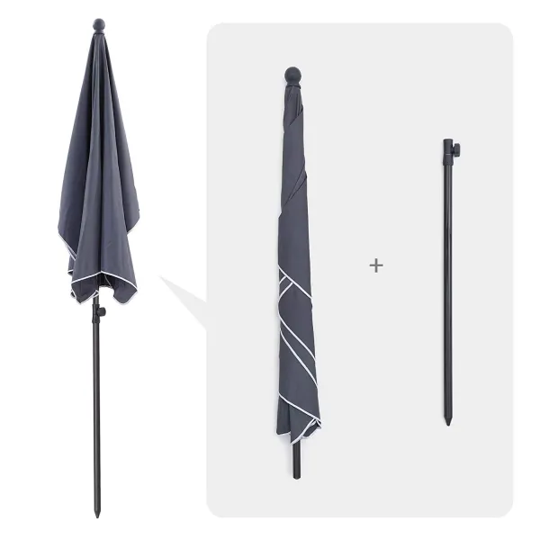 SONGMICS Záhradný slnečník Royal 200x125 cm sivý