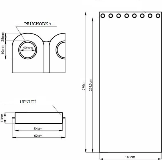 Záves AmeliaHome Blackout s priechodkami 140x270 cm čierny, veľkosť 140x270