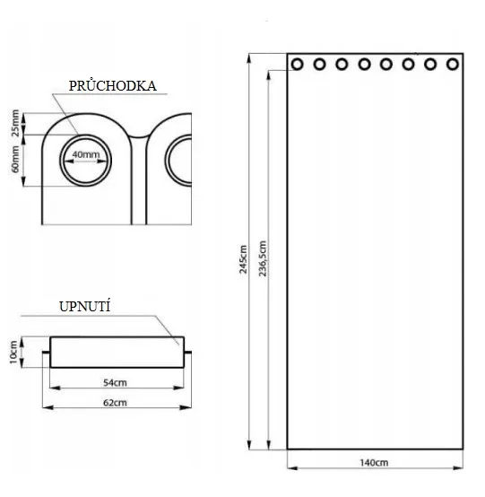 Záves AmeliaHome Blackout s priechodkami 140x245 cm biely, veľkosť 140x245