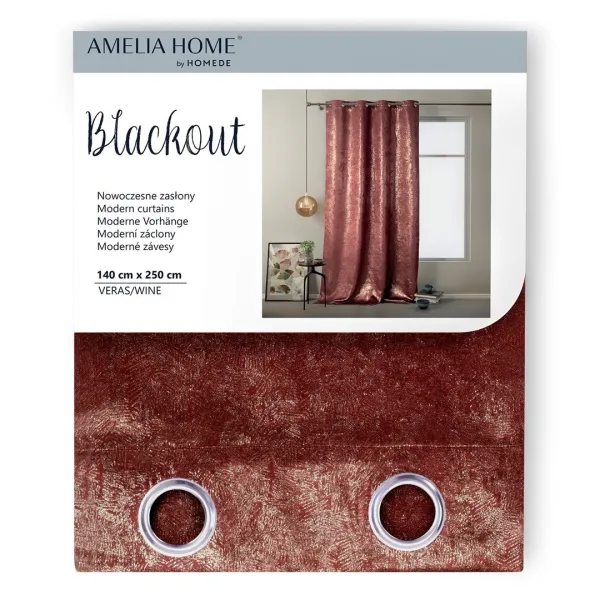 ArtFlhf Tieniaci záves BLACKOUT VERAS K | 140 x 250 cm Farba: Wine