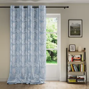 Záves AmeliaHome Velvet Silver Leaves s priechodkami 140x245 cm modrý, veľkosť 140x245