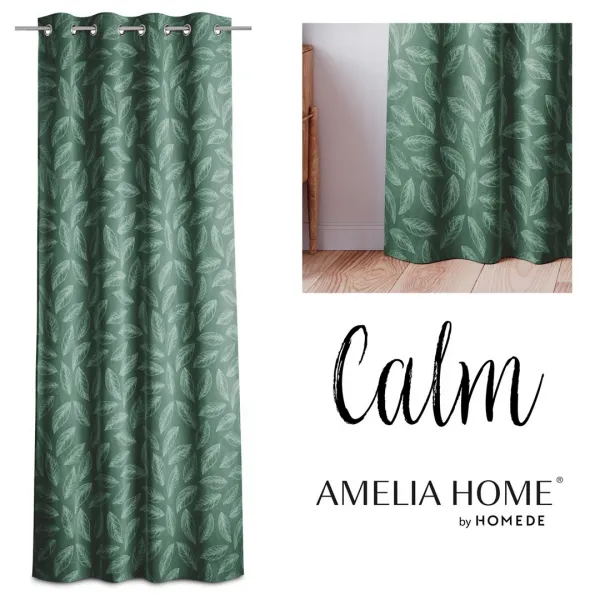 Záves AmeliaHome Calm s priechodkami 140x250 zelený