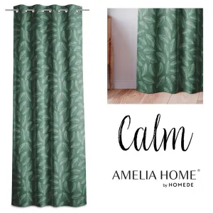 Záves AmeliaHome Calm s priechodkami 140x250 zelený