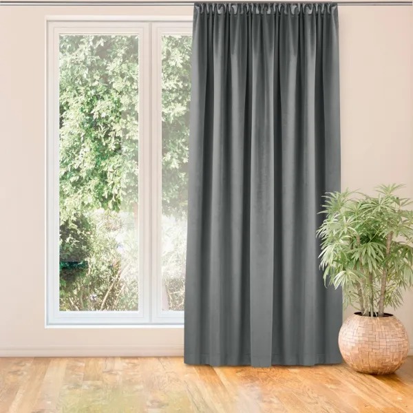 Filumi Záves Homede Vila s riasiacou páskou Drak 7,5 cm grafitový, veľkosť 400x270