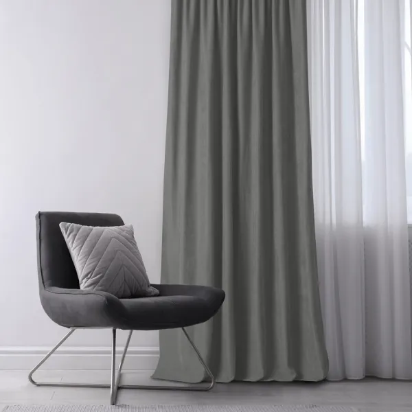 Filumi Záves MILANA s riasiacou páskou Drak 10 cm a nariasením 3 cm sivý, veľkosť 140x270