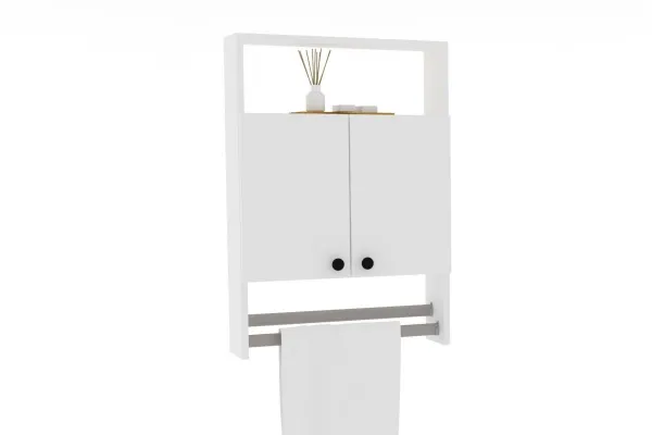 Kalune Design Závěsná koupelnová skříňka s věšákem na ručníky Banyo bílá