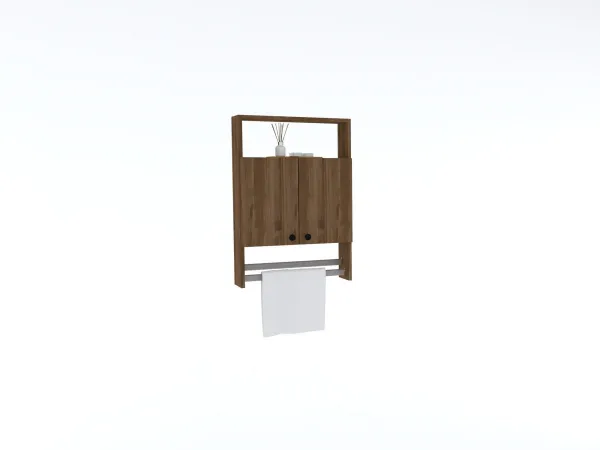 Kalune Design Závěsná koupelnová skříňka s věšákem na ručníky Ela ořech