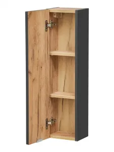 Comad Závesná kúpeľňová skrinka Capri 830 1D čierny mat/dub kraft zlatý