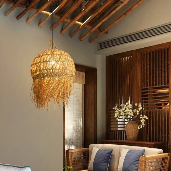 TooLight Závesná lampa La Belle Boho IV čierna/bambus