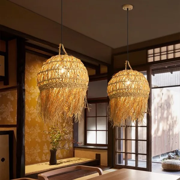 TooLight Závesná lampa La Belle Boho IV čierna/bambus