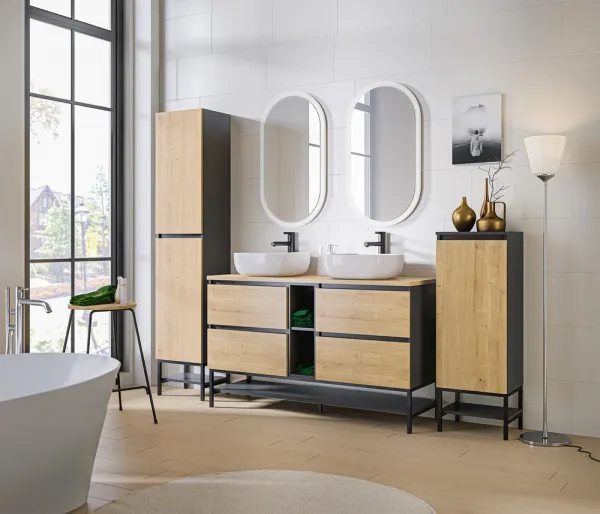 Comad Závesná skrinka pod umývadlo Monako 820 2S 60 cm šedá/dub hamilton