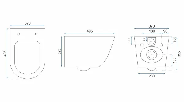 REA WC CARLO RIMLESS BLACK MAT so sedátkom
