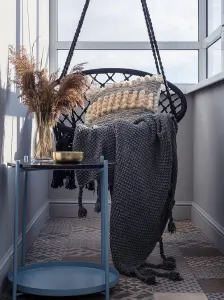 Bluegarden Závesné hojdacie kreslo Lack čierne