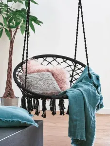 Bluegarden Závesné hojdacie kreslo Lack čierne