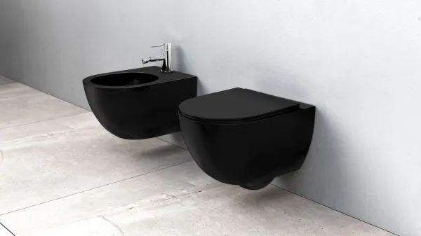 REA WC CARLO RIMLESS BLACK MAT so sedátkom