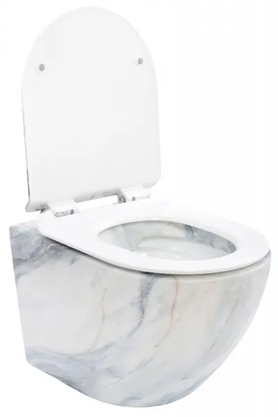 Závesná WC misa REA Carlo Slim Rimless imitácia mramoru