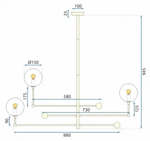 TooLight Závesné stropné svietidlo Kule 3 APP918-3CP zlaté
