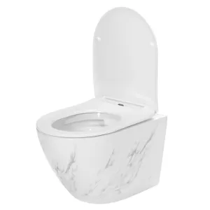 REA Závěsná WC mísa s prkénkem Carlos Slim bílý mramor