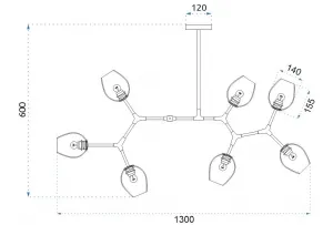 TooLight Závesné stropné svietidlo Gule 7 Ramien APP505-7C čierne