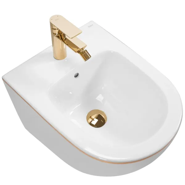 Závesný bidet REA CARLO MINI bielozlatý