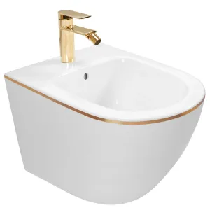 Závesný bidet REA CARLO MINI bielozlatý