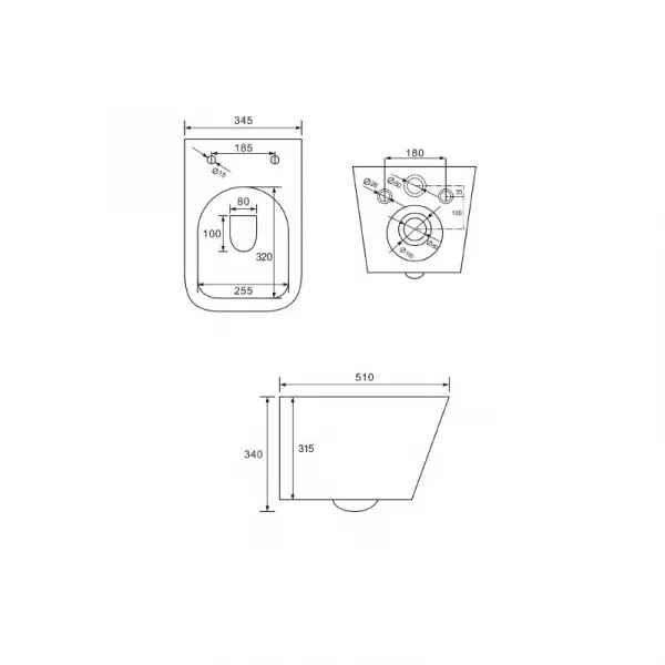 Závěsný WC set MEXEN TEO 34,5 cm s prkénkem SLIM bílý lesk