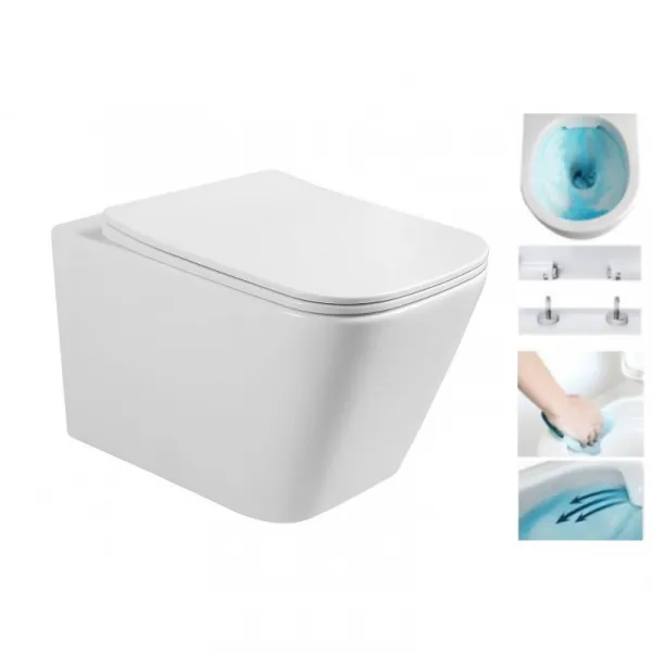 Závěsný WC set MEXEN TEO 34,5 cm s prkénkem SLIM bílý lesk