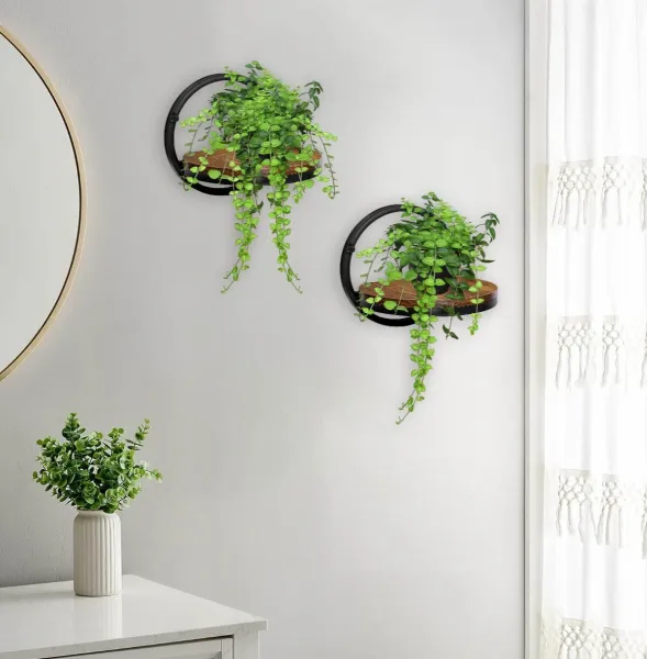Čierna Ebro Rustic loft kovová nástenná kvetinová krabica