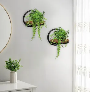 Čierna Ebro Rustic loft kovová nástenná kvetinová krabica