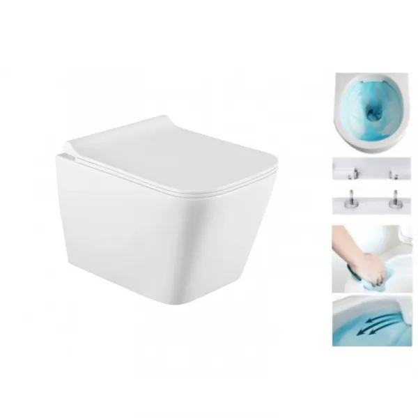 Závěsný WC set MEXEN TEO 34,5 cm s prkénkem slow SLIM bílý lesk