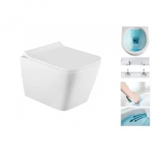 Závěsný WC set MEXEN TEO 34,5 cm s prkénkem slow SLIM bílý lesk