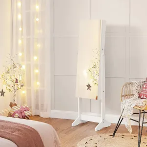SONGMICS Zrkadlová skrinka so šperkovnicou Obby biela