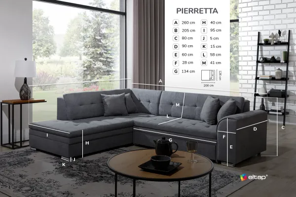 ArtElta Rohová sedacia súprava PIERETTA | pravá Pieretta Farba: Monolith 37