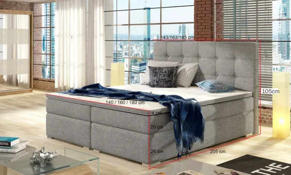 ArtElta Manželská posteľ INEZ Boxspring | 140 x 200 cm Farba: Soft 17