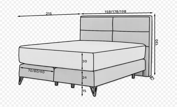 ArtElta Manželská posteľ SAFIRO Boxspring | 160 x 200 cm Farba: Nube 33