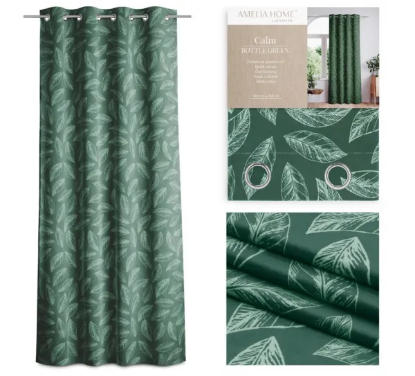Záves AmeliaHome Calm s priechodkami 140x250 zelený
