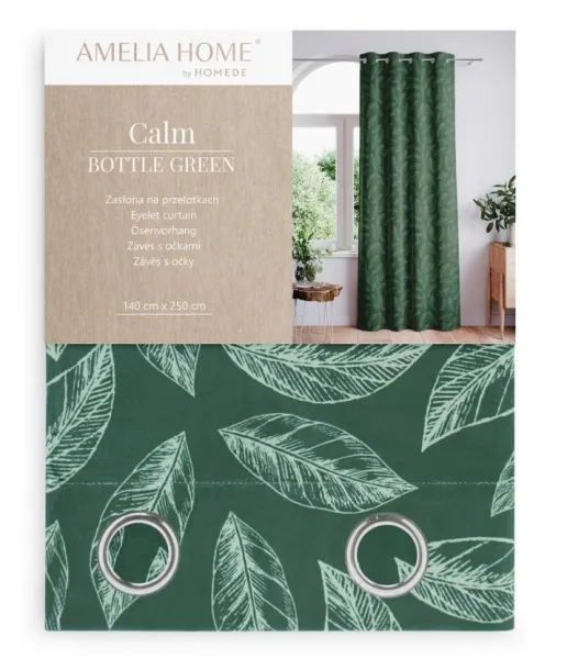 Záves AmeliaHome Calm s priechodkami 140x250 zelený