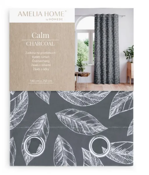 Záves AmeliaHome Calm s priechodkami 140x250 sivý