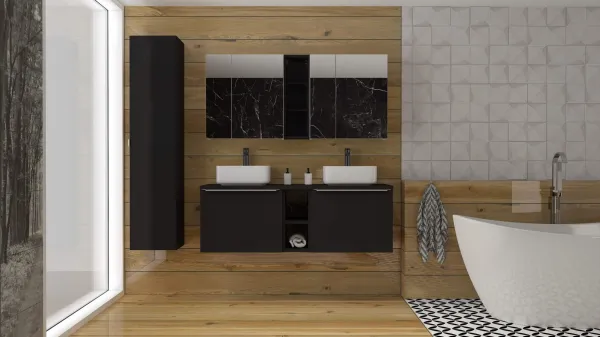 ArtCom Regál do kúpeľne SANTA FE Black 83-01