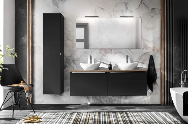 ArtCom Vysoká skrinka do kúpeľne SANTA FE Black 80-01