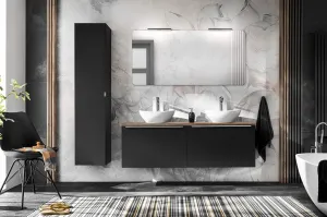 ArtCom Vysoká skrinka do kúpeľne SANTA FE Black 80-01