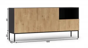 Komoda LANZZI 180 Farba: Čierna/Dub Artisan