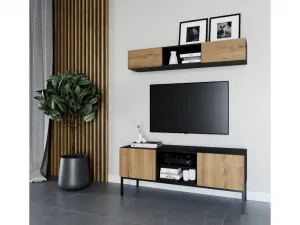 TV stolík LANZZI Farba: Čierna/Dub Artisan
