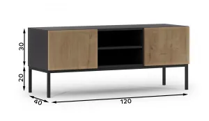 TV stolík LANZZI Farba: Čierna/Dub Artisan