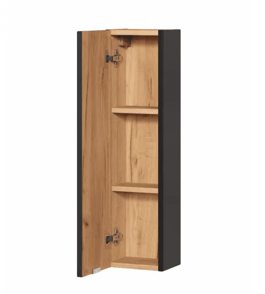 Comad Závesná kúpeľňová skrinka Capri 830 1D čierny mat/dub kraft zlatý