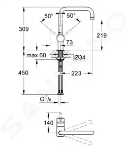 GROHE GROHE - Minta Páková drezová batéria, chróm 32488000
